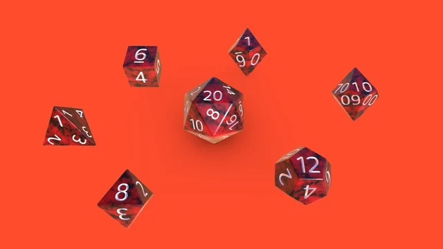 Red Marble Dice Set 3d Render