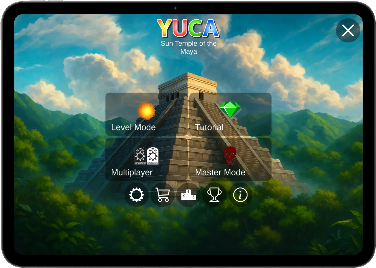 Yuca App Screenshot Main Menu